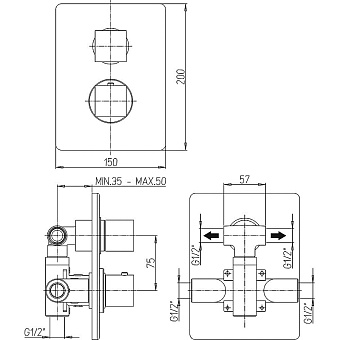 Смеситель для ванны Paini Dax-DaxR 84PZ691TH чёрный (матовый)