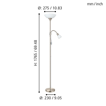 Торшер для чтения EGLO UP 2 82842 85Вт E14/E27