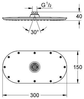 Верхний душ GROHE Rainshower Veris 300 27470000 хром