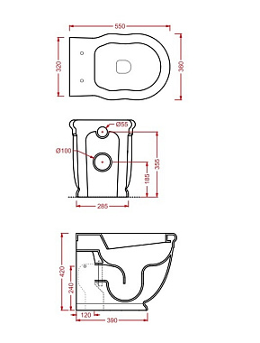 Унитаз приставной ArtCeram Hermitage HEV005 01 00 без сиденья