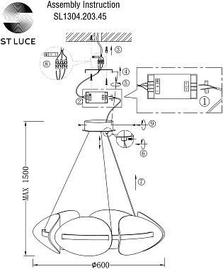 Люстра подвесная ST Luce ETOILE SL1304.203.45 45Вт 1 лампочек LED