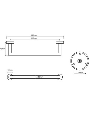 Поручень для ванной BEMETA OMEGA 104307611 35,5см хром
