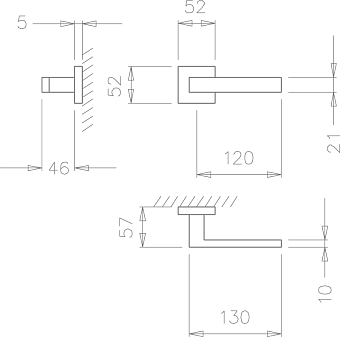 Дверная ручка нажимная TUPAI Square Q 2275 5S Q-96 матовый хром