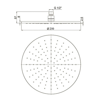 Верхний душ Paini 50PZ759TT25 чёрный (матовый)