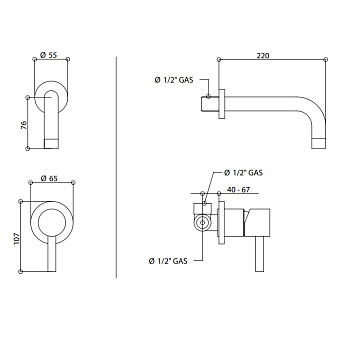 Смеситель для раковины Bongio T Mix 32538NS22PREU никель