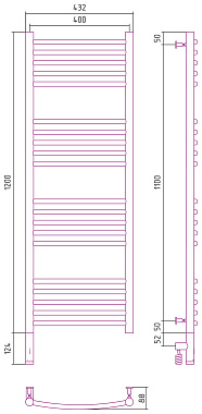 Полотенцесушитель СУНЕРЖА 15-5802-1240 Титаниум