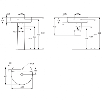 Раковина подвесная IDEAL STANDARD CONNECT E789501 50х42см