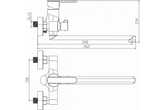 Смеситель для ванны Maxonor MN2274 хром