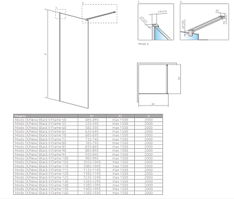 Душ перегородка MODO II NEW 90*200см 389094-09-01 золото/прозрачное RADAWAY