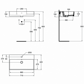 Раковина накладная IDEAL STANDARD Strada K078201 71х42см