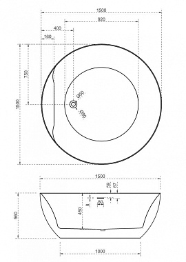 Ванна акриловая Abber AB9280 150х150см отдельностоящая
