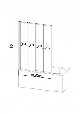 Стеклянная шторка на ванну AM-PM Like W80BS-100-140CT 140х100см