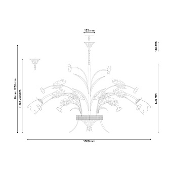 Люстра подвесная Lucia Tucci FIORI 1760.12 720Вт 12 лампочек E27