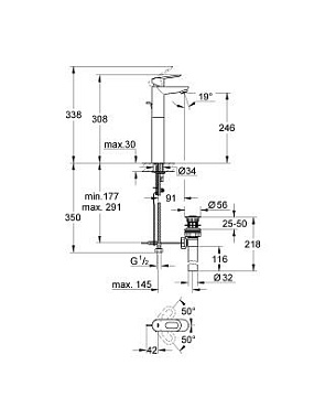 Смеситель для раковины GROHE BauLoop 32856000 хром
