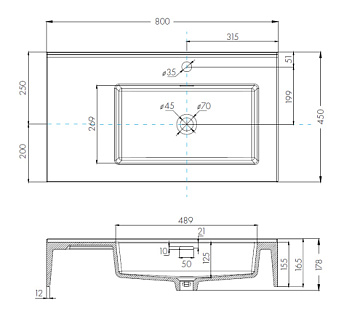 Раковина подвесная Акватон Квадро Про 1A734331QA01R 80х45см
