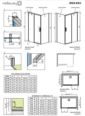 Боковая стенка душевого угла RADAWAY Idea 387051-09-01R 200,5х80см стекло прозрачное