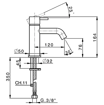 Смеситель для раковины Cisal Less New LN00054021 хром