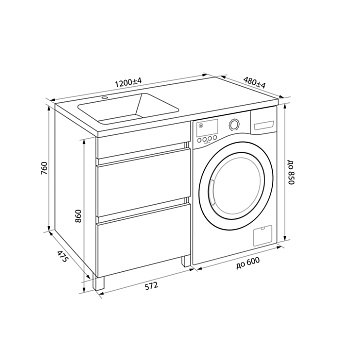 Тумба с раковиной IDDIS Optima Home OPH12LBi95K 48х120х89см