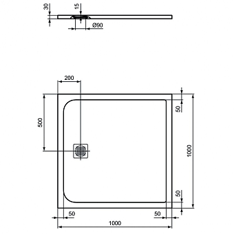 Душевой поддон IDEAL STANDARD ULTRAFLAT S K8216FR 100х100см