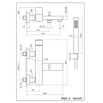 Смеситель для ванны KERAMA MARAZZI Futura 66440CKM.01.093 чёрный матовый