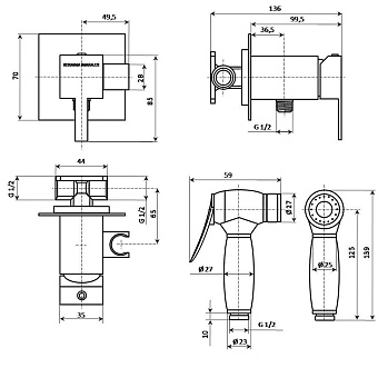Гигиенический душ KERAMA MARAZZI Fioretto V253CR442RUKM хром глянцевый