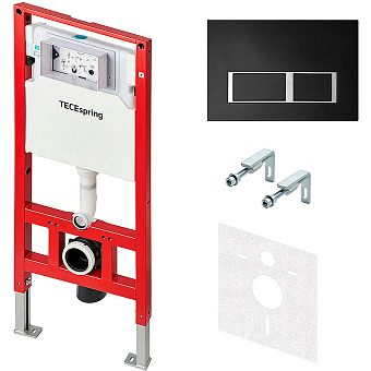 Комплект для установки подвесного унитаза Tece TECEspring S955202 с панелью смыва чёрный матовый