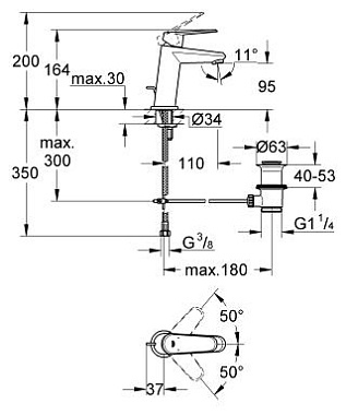 Смеситель для раковины GROHE Eurodisc Cosmopolitan 23049002 хром