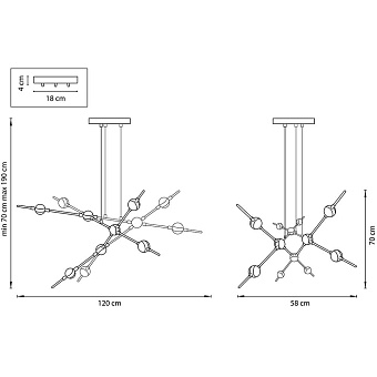 Люстра подвесная Lightstar Bergamo 745247 60Вт 12 лампочек LED
