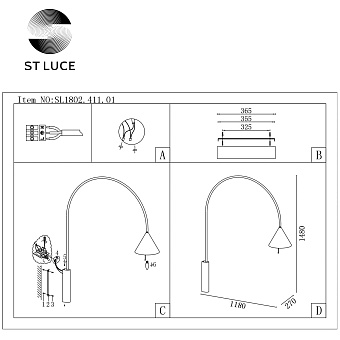 Бра ST Luce AMIRO SL1802.411.01 60Вт E27