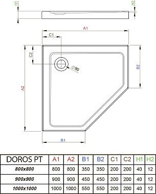 Душевой поддон RADAWAY Doros PT 90х90см