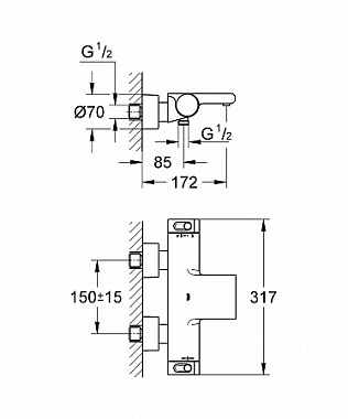 Смеситель для ванны GROHE Grohtherm 2000 New 34174001 хром