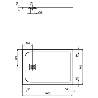 Душевой поддон IDEAL STANDARD ULTRAFLAT S K8218FR 70х100см