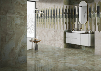 Настенная плитка KERAMA MARAZZI 14025R зеленый обрезной 40х120см 1,44кв.м. глянцевая