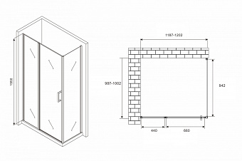 Угловое ограждение Abber Sonnenstrand AG04120BS-S100B 195х100см стекло прозрачное