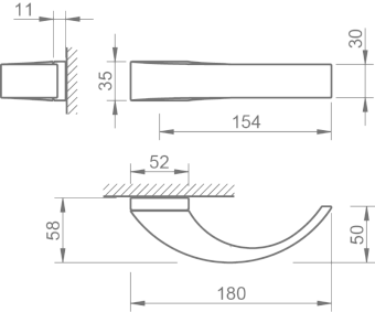 Дверная ручка нажимная TUPAI Dedos 3094 RE-96 матовый хром