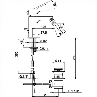 Смеситель для биде Cisal Cubic CU00055121 хром