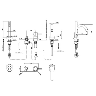 Смеситель для ванны Bongio T Mix 32531OR0DPR золотой