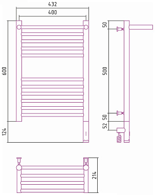 Полотенцесушитель СУНЕРЖА Богема 3.0 с 1 полкой 03-5807-6040 золото