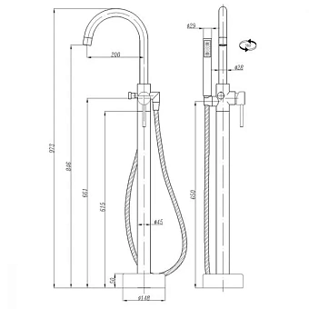 Смеситель для ванны Abber Wasser Kreis AF8116B чёрный матовый