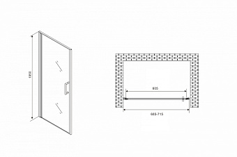 Душевая дверь Abber Sonnenstrand AG04070 195х70см стекло прозрачное