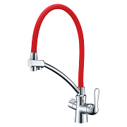 Смеситель для кухни LEMARK Comfort LM3070C-Red гибкий излив красный/хром