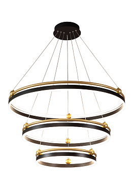 Люстра подвесная CRYSTAL LUX FERNANDO FERNANDO SP158W LED D400+600+800 BLACK/GOLD 158Вт 1 лампочек LED