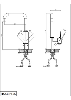 Смеситель для кухни D&K BerlinTechnische DA1432495 высокий излив чёрный/хром