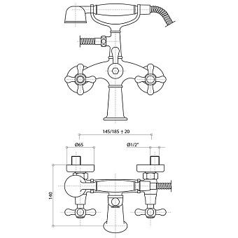 Смеситель для ванны Bongio Axel 15526OR00 золотой