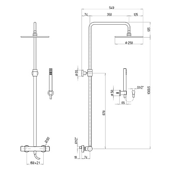 Душевая система Paini Cox 78PQ689TH чёрный (глянцевый)