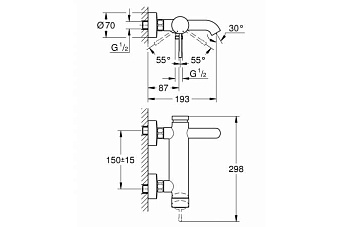 Смеситель для ванны GROHE Essence New 33624AL1 серый