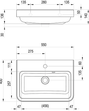 Раковина подвесная RAVAK BE HAPPY XJA01155000 55х40см