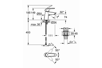 Смеситель для раковины GROHE Eurosmart 23968003 хром