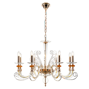 Люстра подвесная CRYSTAL LUX CATARINA CATARINA SP8 V2 GOLD/TRANSPARENT-COGNAC 480Вт 8 лампочек E14
