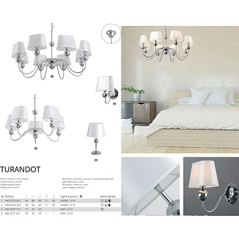 Светильник настенный Arte Lamp TURANDOT A4012AP-1CC 60Вт E14